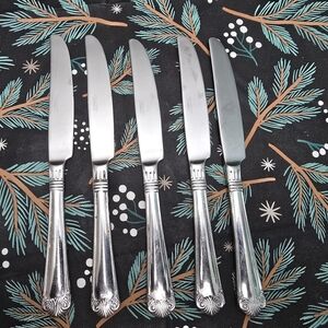 Elegant Silver Dinner Knives Set of 5